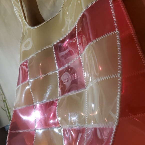 EUC Chanel Windowpane Tan & Raspberry Naked Bag - Picture 14 of 14